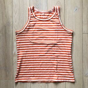 Everlane The Tank in Essential Organic Cotton Stripe Tank Top in Cream Orange S
